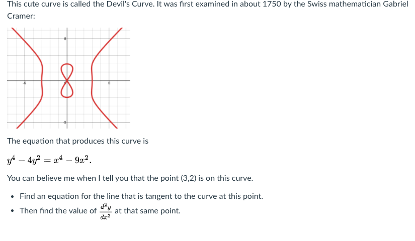 Solved This cute curve is called the Devil's Curve. It was | Chegg.com