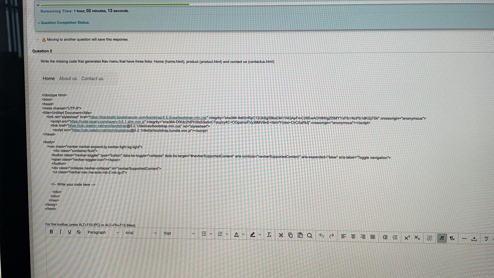 Solved Remaining Time: 1 hour, 02 minutes, 13 seconds. * | Chegg.com