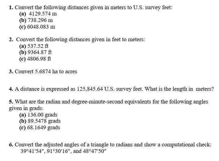 Solved 1. Convert the following distances given in meters to