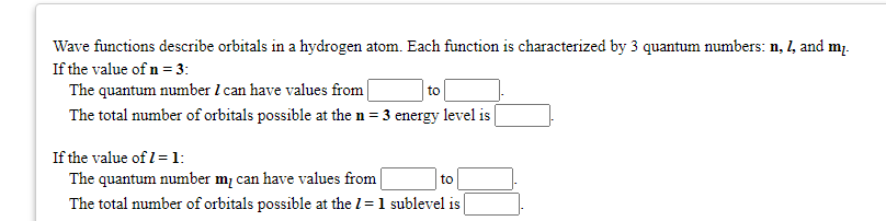 Solved Wave functions describe orbitals in a hydrogen atom. | Chegg.com