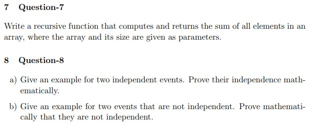 Solved 7 Question-7 Write a recursive function that computes | Chegg.com
