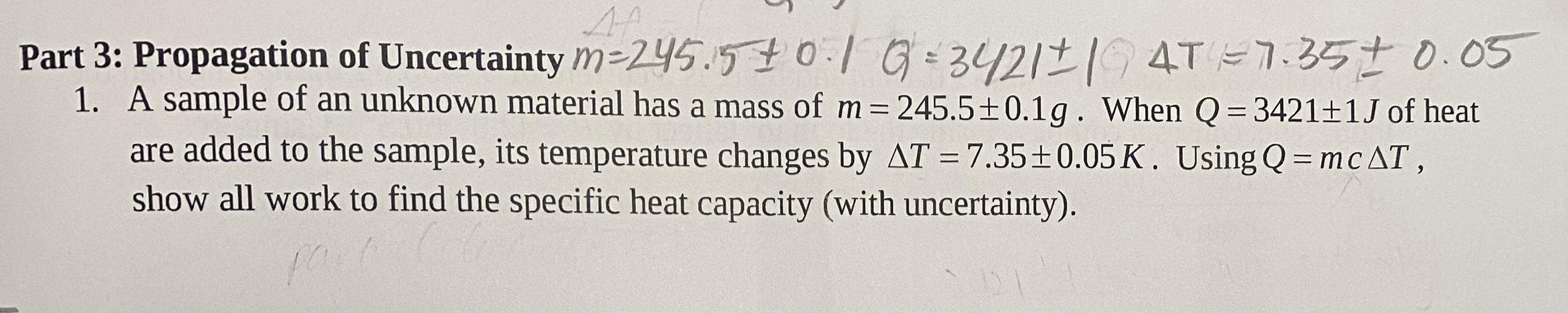 Solved Part 3: Propagation of Uncertainty | Chegg.com