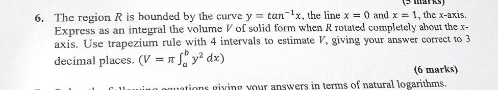Texas Curve Math Solved The region R is bounded by the curve y : tan'tx, the | Chegg.com