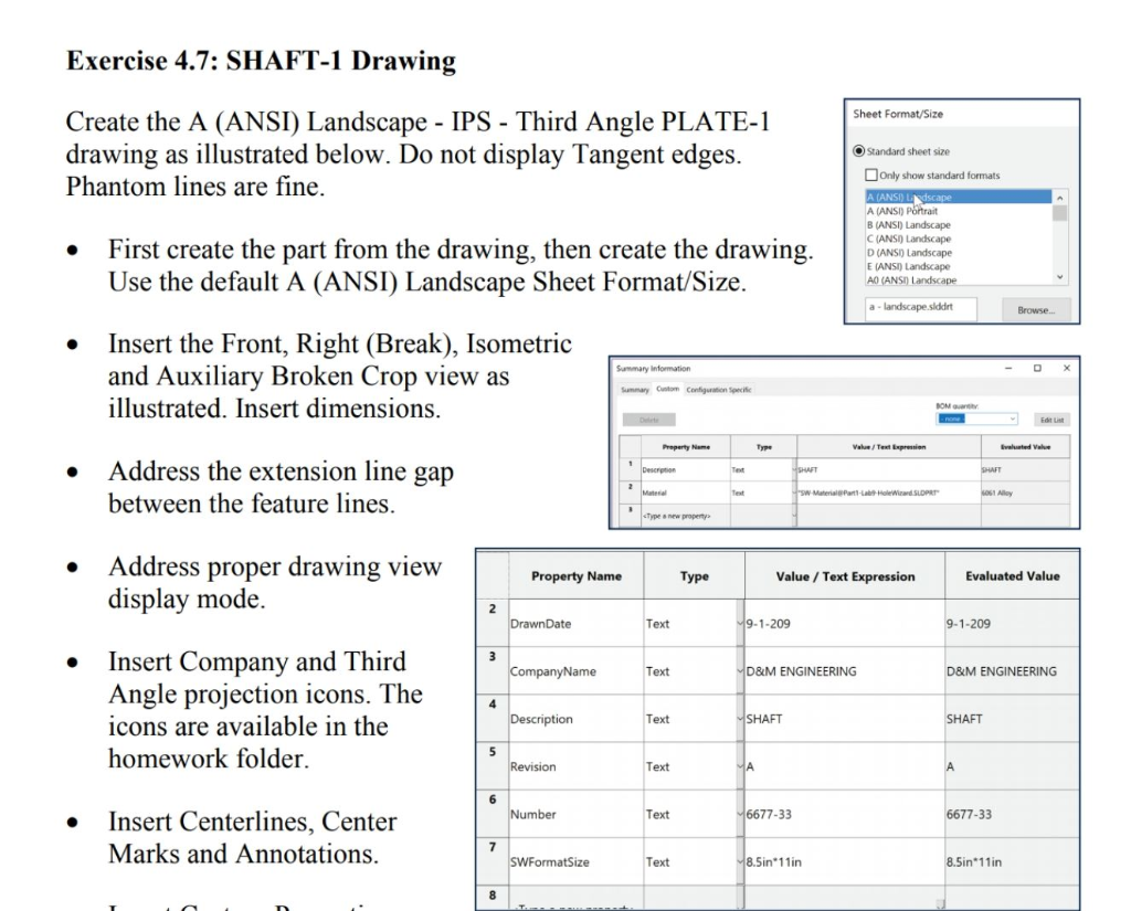 Exercise 4.7: SHAFT-1 Drawing Sheet Format/Size | Chegg.com