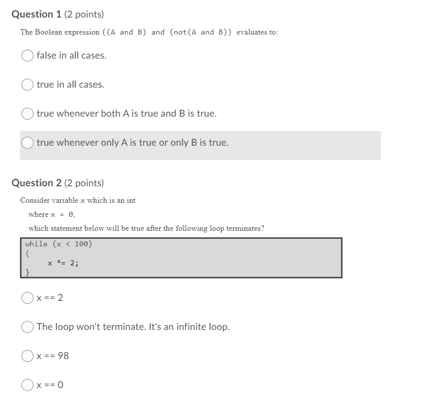 Solved Question 1 (2 Points) The Boolean Expression ((A And | Chegg.com