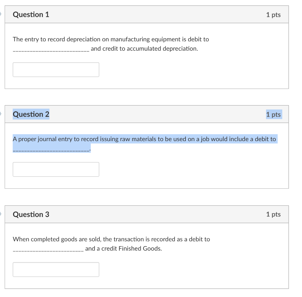 Solved Question 1 1 pts The entry to record depreciation on