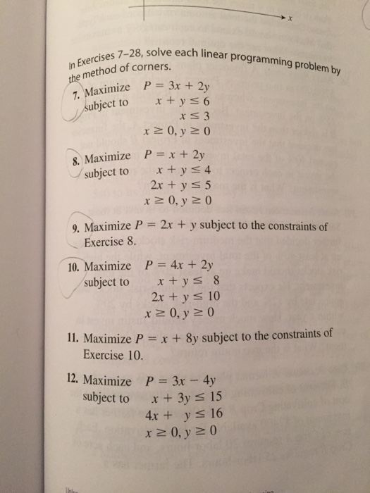 Solved 7-28, solve each linear programming problem y In e | Chegg.com