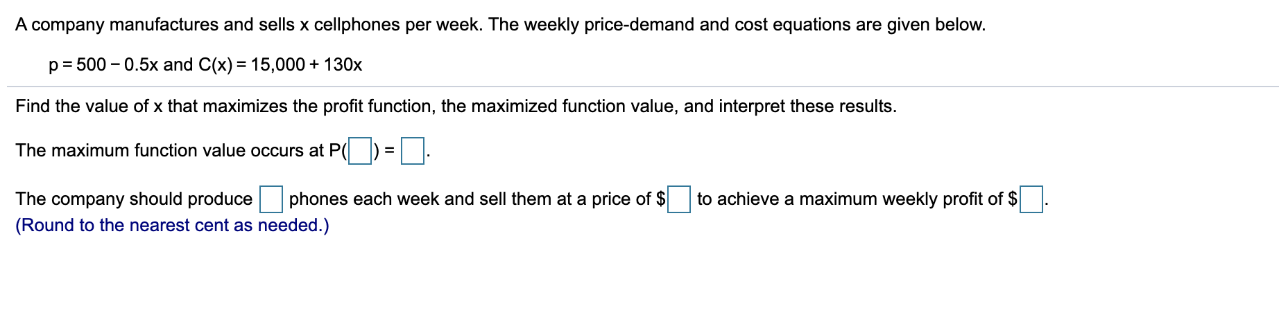 Solved A company manufactures and sells x cellphones per | Chegg.com