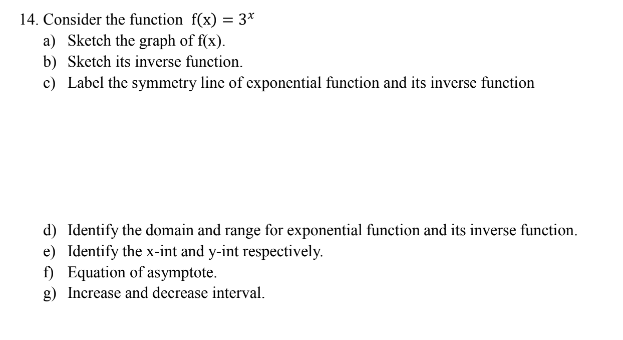 Solved = 14. Consider the function f(x) = 3* a) Sketch the | Chegg.com
