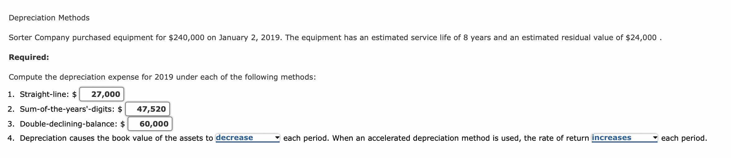 Solved Depreciation Methods Sorter Company Purchased | Chegg.com