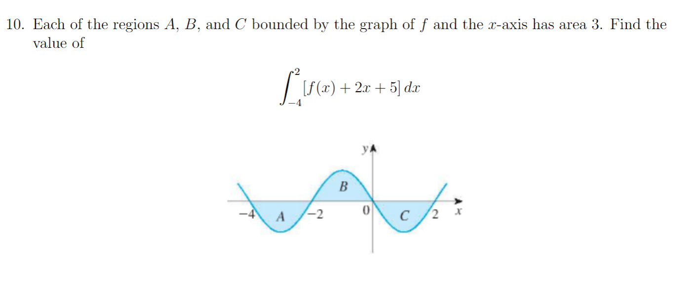 Solved 10. Each Of The Regions A,B, And C Bounded By The | Chegg.com