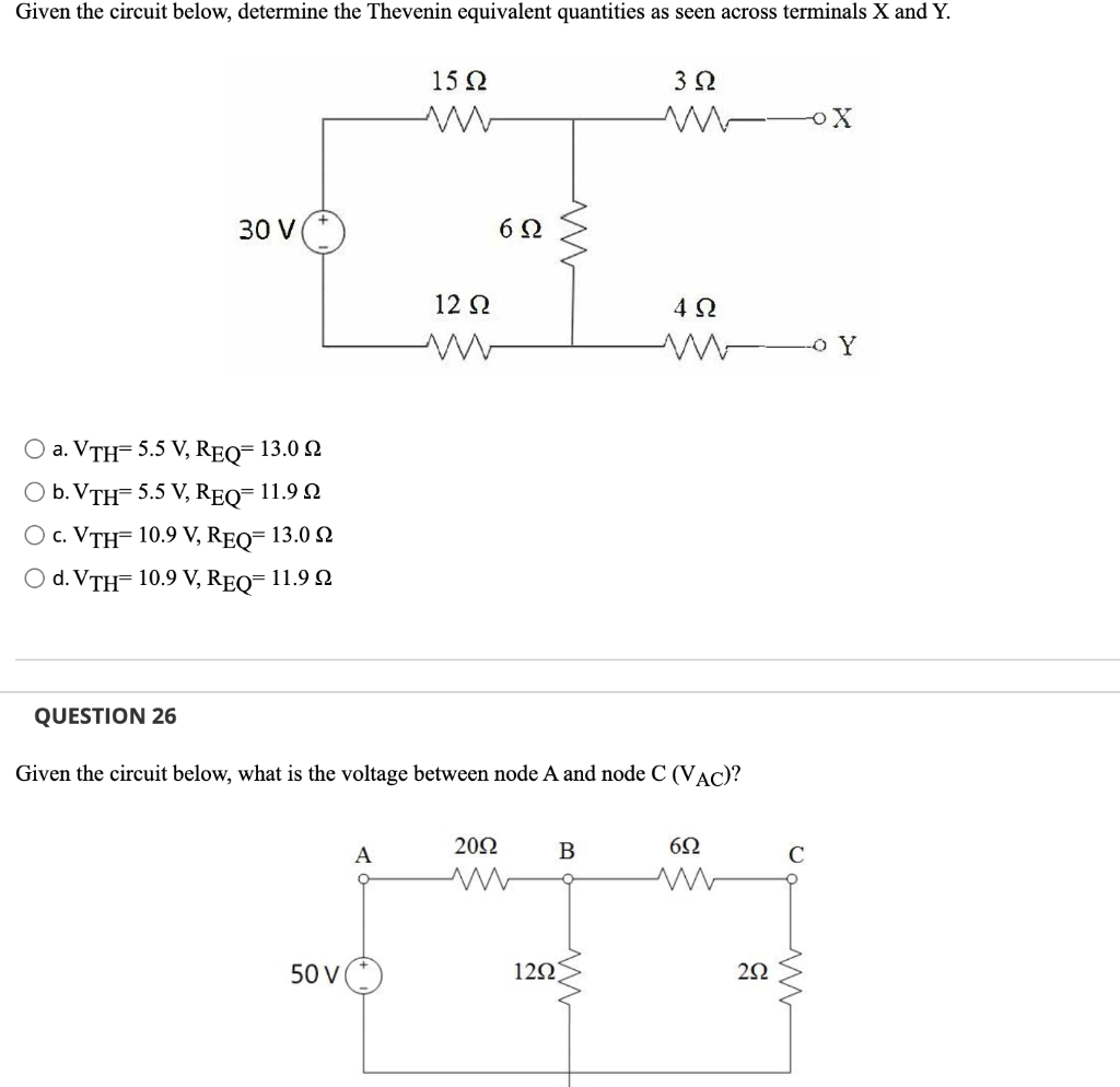 Solved Given the circuit below, determine the Thevenin | Chegg.com