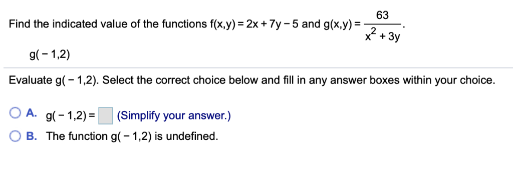 Solved Find The Indicated Value Of The Function F(x,y)- 2x + | Chegg.com