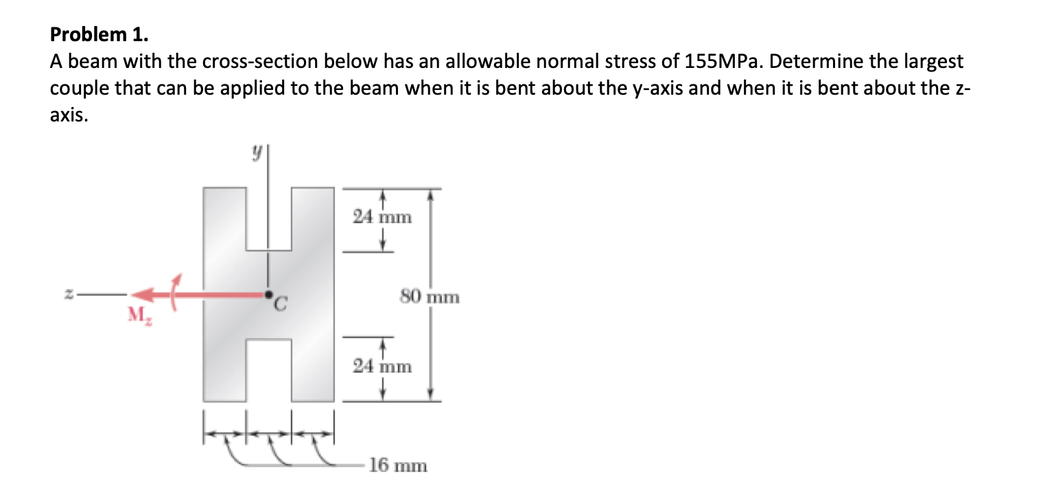 Solved Problem 1. A Beam With The Cross-section Below Has An | Chegg.com