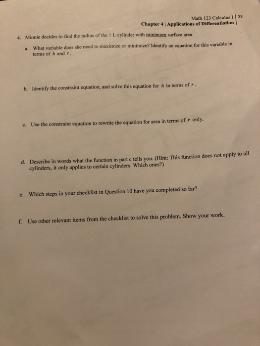 Solved Math 123 Calculus 1 | 23 Chapter 4| Applications of | Chegg.com