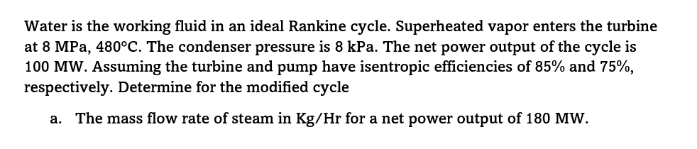 Solved Water is the working fluid in an ideal Rankine cycle. | Chegg.com
