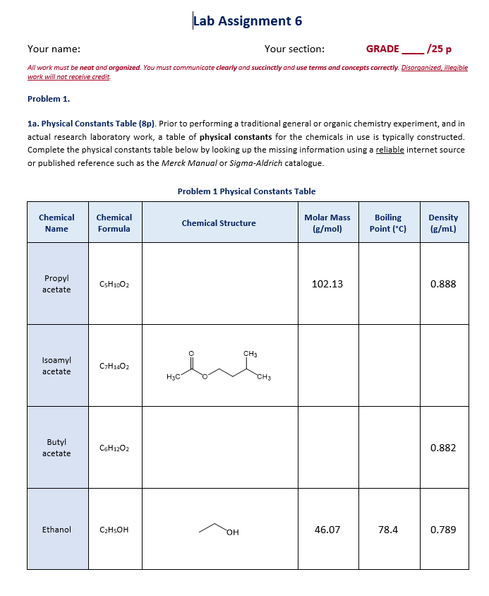 lab assignment week 6 lab assignment - lab assignment... Solved Lab Assignment 6 Your name: Your section: GRADE All | Chegg.com