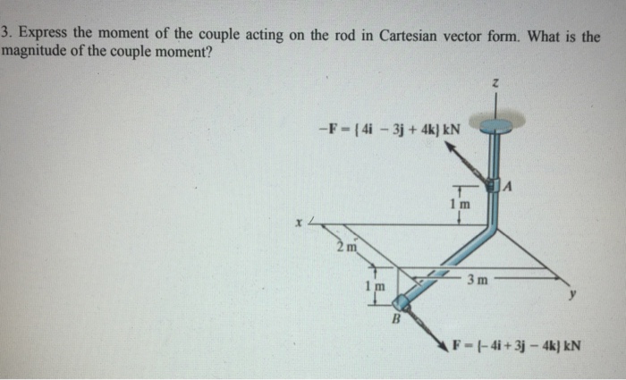 Solved 3. Express the moment of the couple acting on the rod | Chegg.com