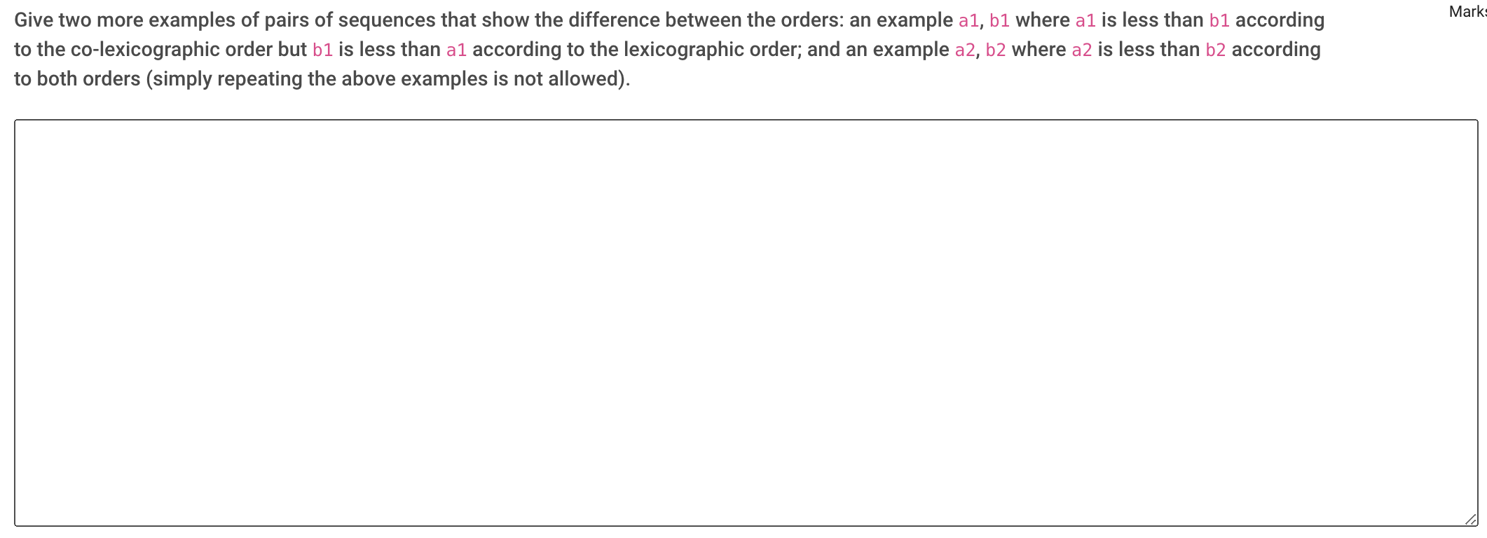 Solved Advanced Problem Solving: Co-lexicographic Order - | Chegg.com