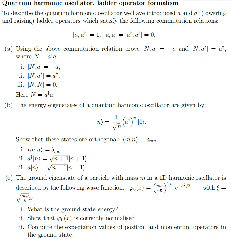 Solved Quantum harmonic oscillator, ladder operator