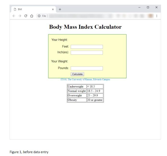 Solved Body Mass Index (BMI) Calculator BMI is a measure of | Chegg.com