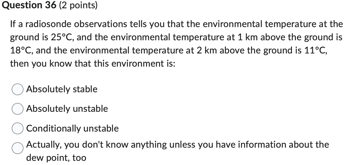 Solved If a radiosonde observations tells you that the