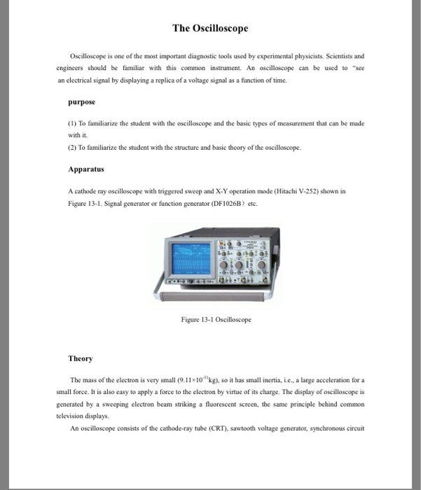 Solved The Oscilloscope Oscilloscope is one of the most | Chegg.com