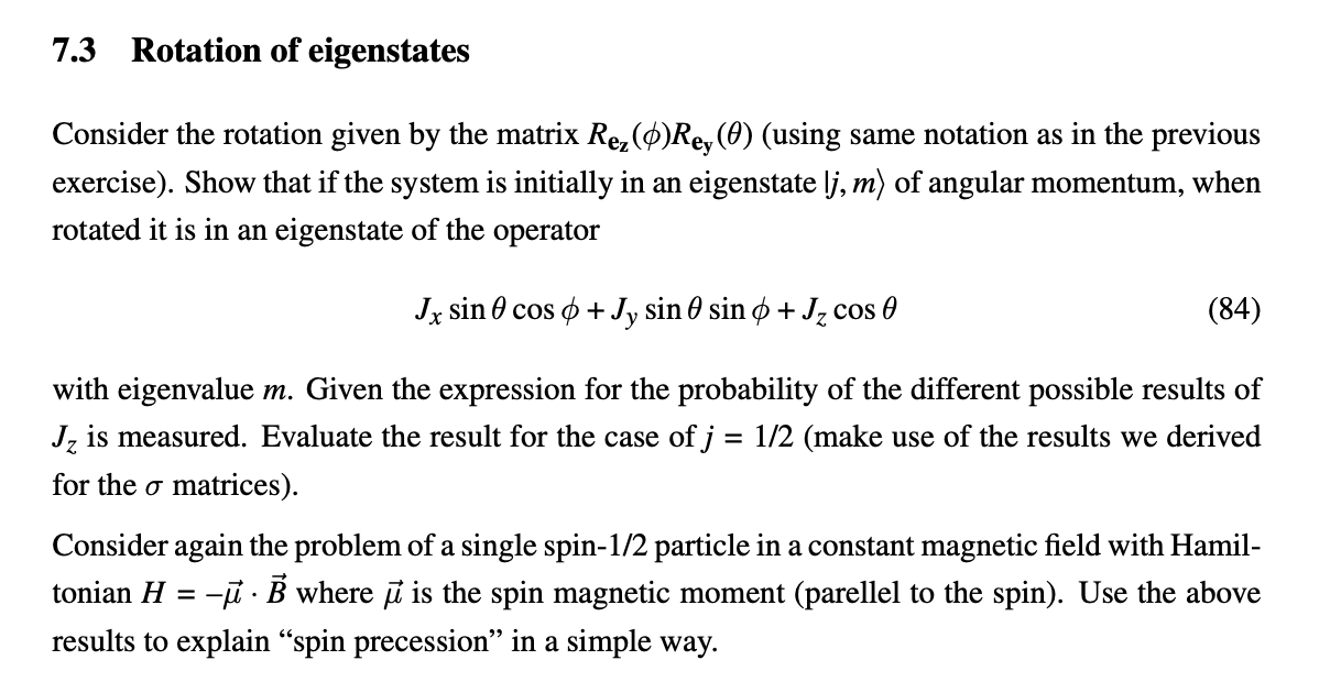 Solved 7.3 Rotation of eigenstates Consider the rotation | Chegg.com