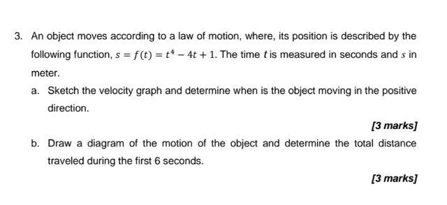 Solved 3. An object moves according to a law of motion, | Chegg.com
