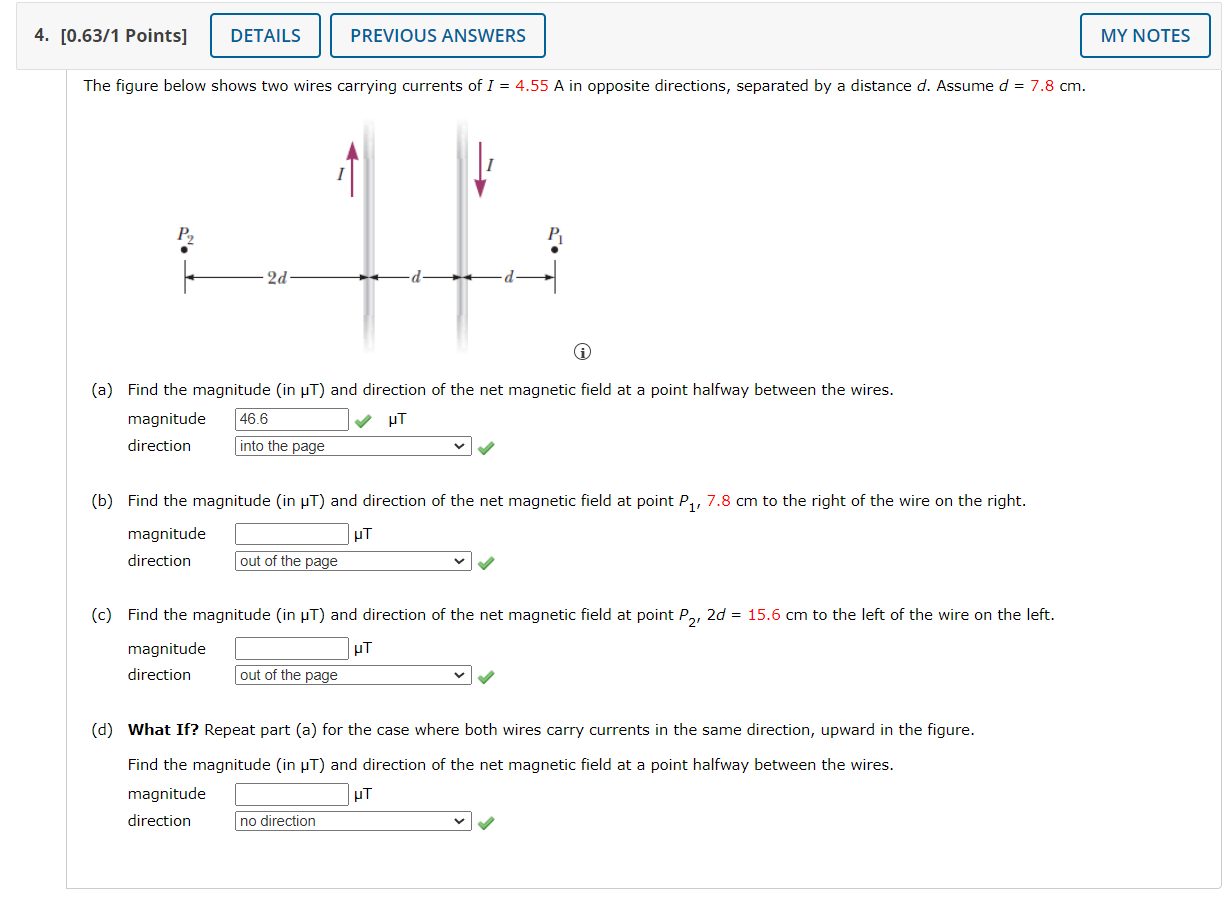 Solved The figure below shows two wires carrying currents of | Chegg.com