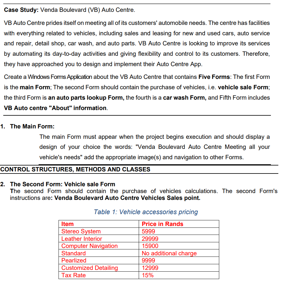 Case Study Venda Boulevard (VB) Auto Centre. VB Auto