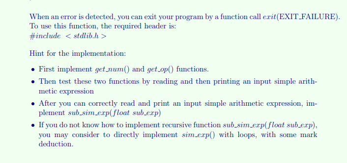 Solved When an error is detected, you can exit your program | Chegg.com