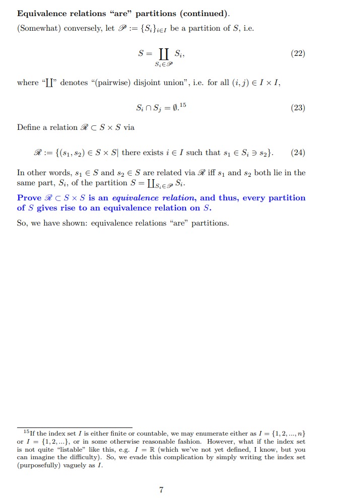 Solved Equivalence relations "are" partitions (continued).