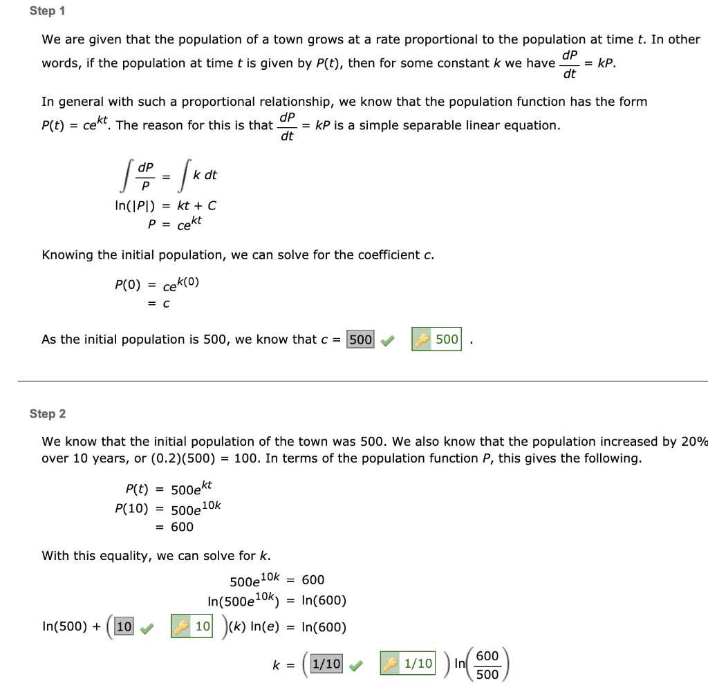 Solved Step 1 We Are Given That The Population Of A Town | Chegg.com