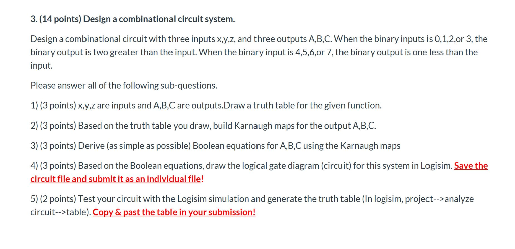 Solved 3. (14 points) Design a combinational circuit system. | Chegg.com