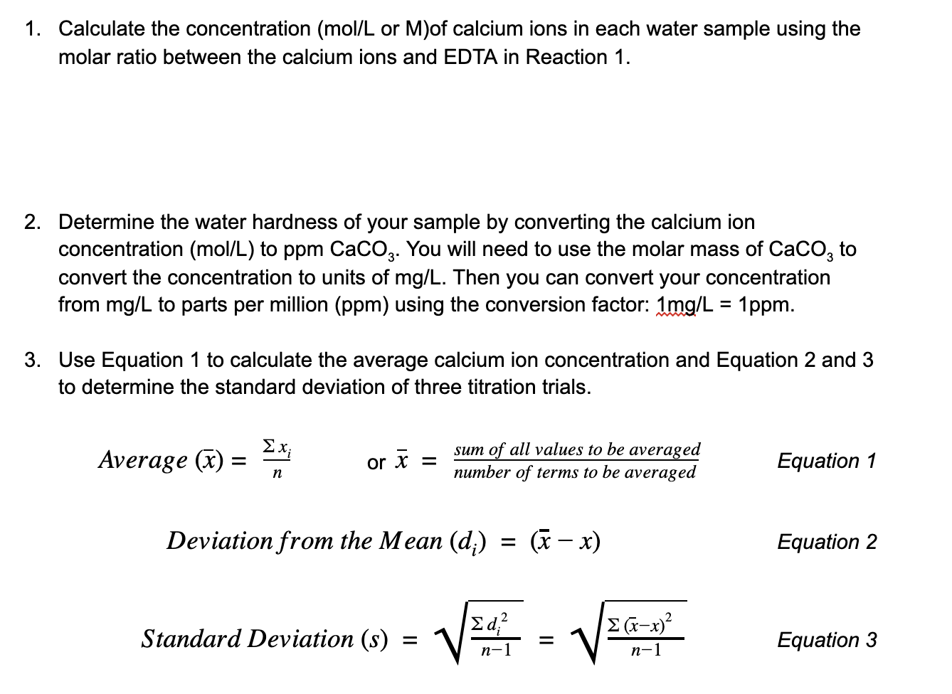 Solved 1. Calculate the concentration mol L or M of calcium