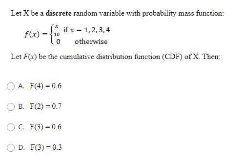 Solved Let X be a discrete random variable with probability | Chegg.com