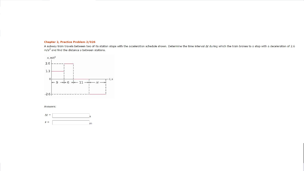 Solved Chapter 2, Practice Problem 2/026 A Subway Train | Chegg.com