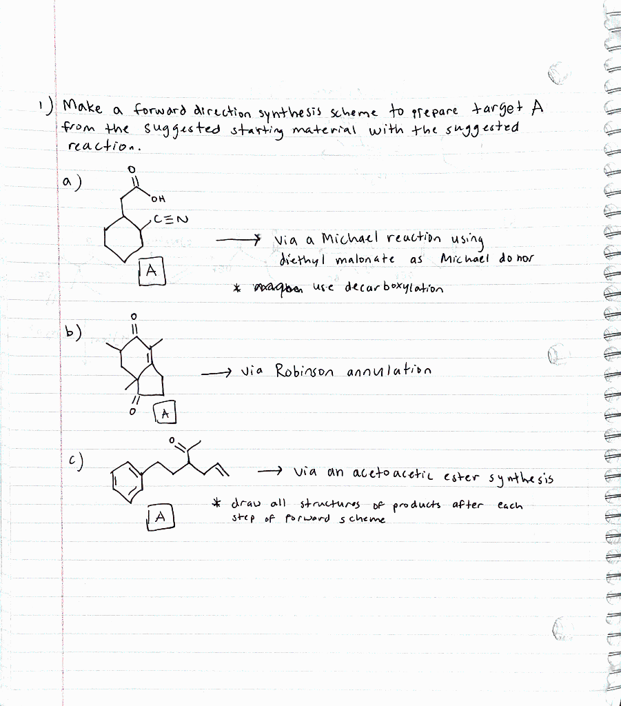 Solved 1) Make a forward direction synthesis scheme to | Chegg.com