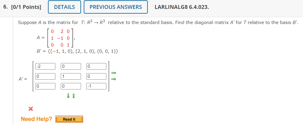 Solved Suppose A is the matrix for T:R3→R3 relative to the | Chegg.com