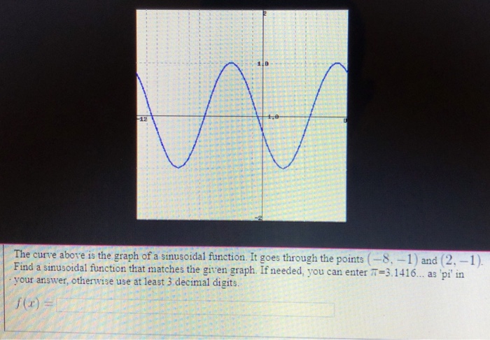 Solved 1 0 12 The curve above is the graph of a sinusoidal | Chegg.com