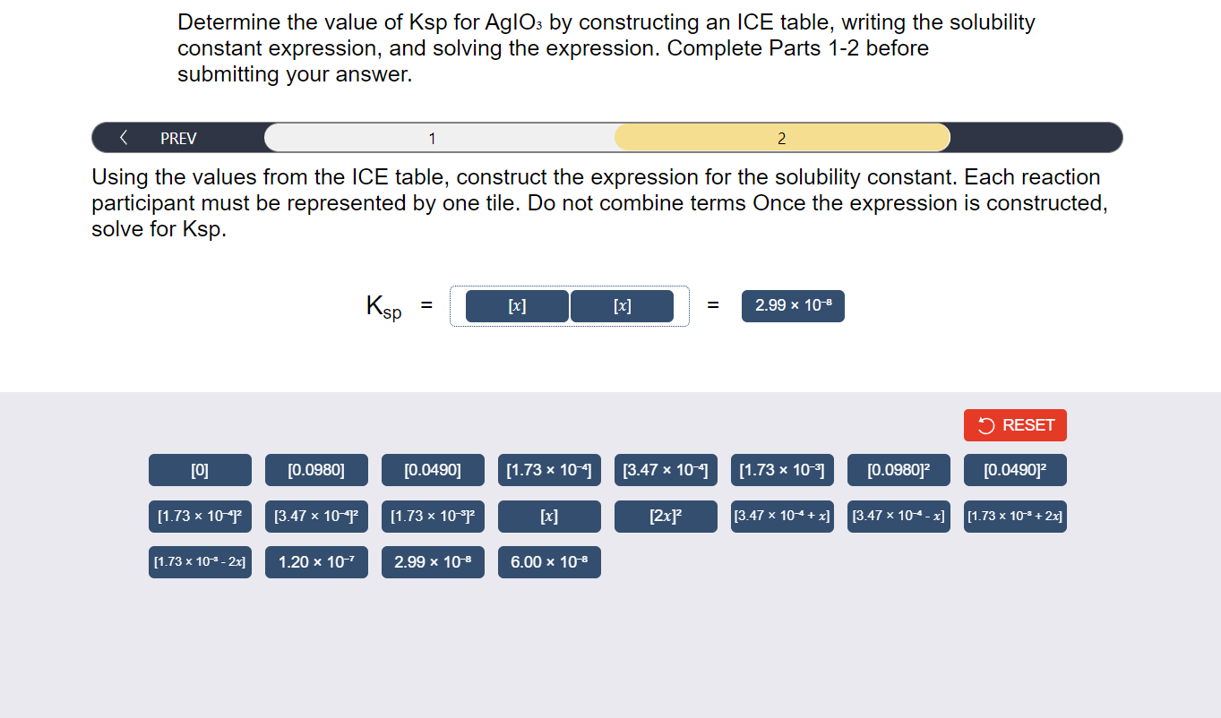 Solved Determine the value of Ksp for AglO3 by constructing