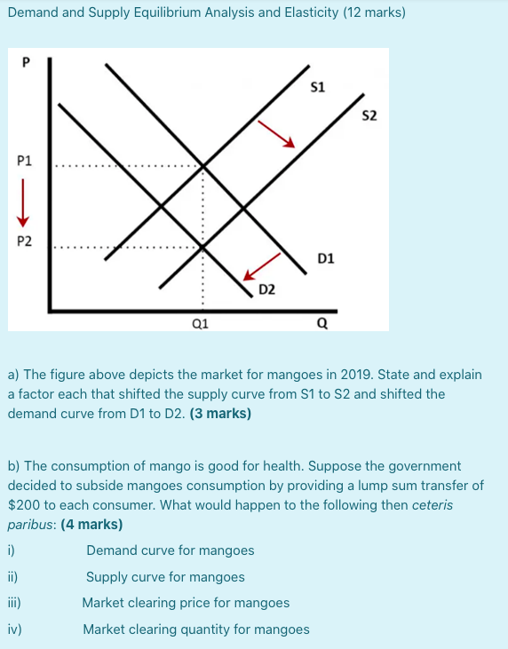 Solved Demand and Supply Equilibrium Analysis and Elasticity | Chegg.com