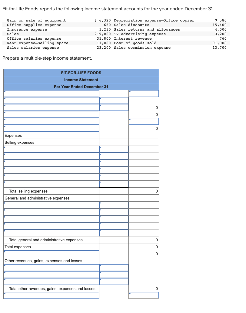 Solved Fit-for-Life Foods reports the following income | Chegg.com