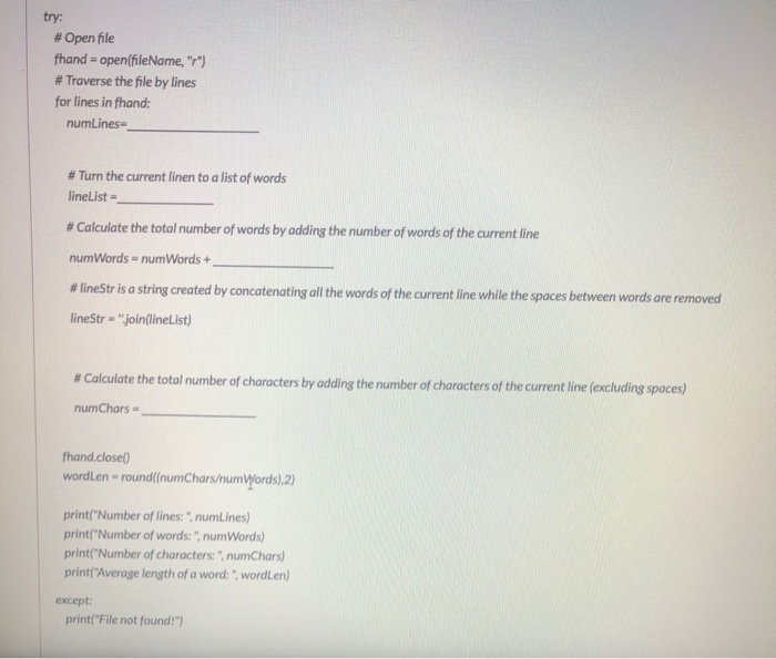 Solved Write a program to request a file name from the user | Chegg.com