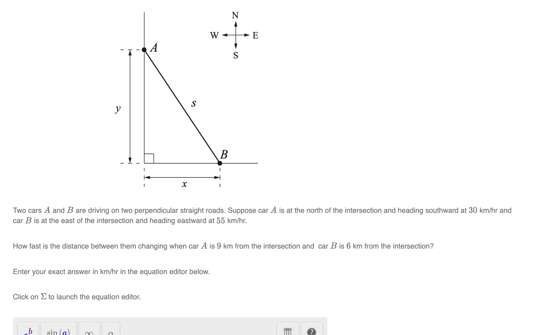 solved-two-cars-a-and-b-are-driving-on-two-perpendicular-chegg