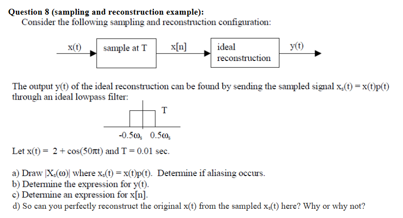 Solved Question 9 (sampling and reconstruction example): | Chegg.com