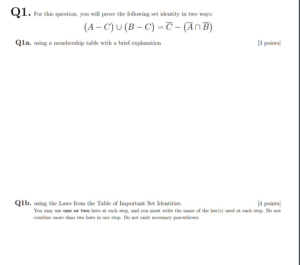 Solved For this question, you will prove the following set | Chegg.com