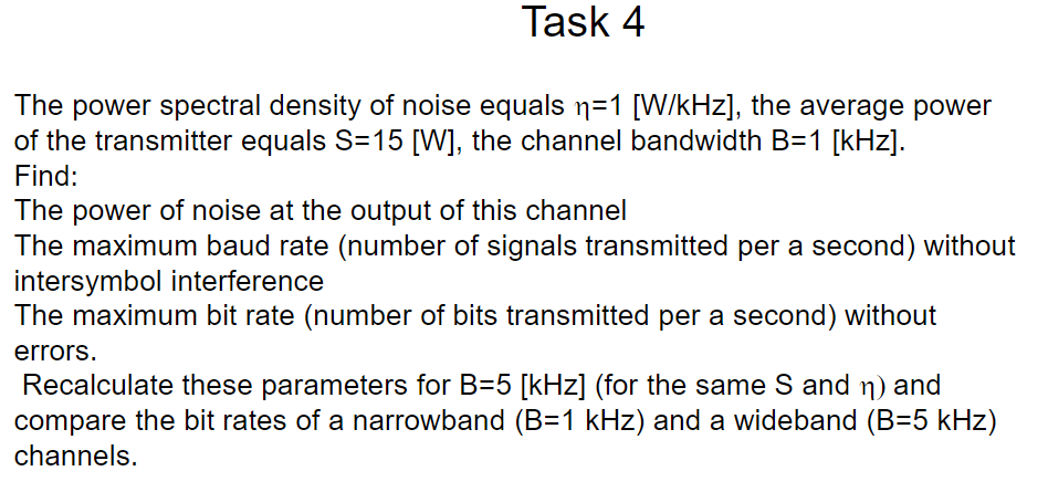 Solved The power spectral density of noise equals η=1[ | Chegg.com