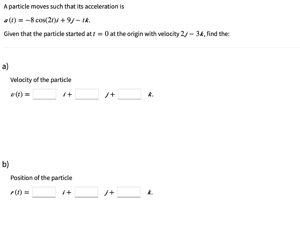 Solved A Particle Moves Such That Its Acceleration Is A(t) = | Chegg.com